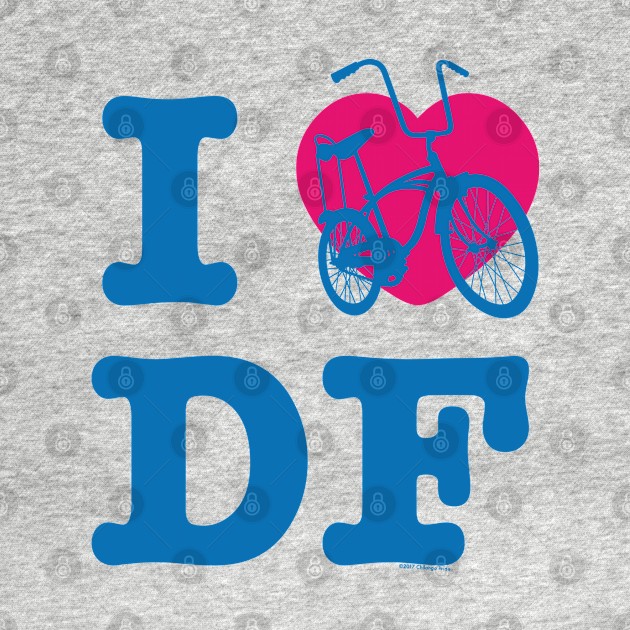 I Love Cycling DF / Yo Amo andar en Bicicleta en el DF Blue Pink / Chilango Pride / Orgullo Chilango Graphic by chilangopride